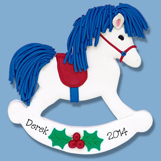 Rocking Horse HANDMADE POLYMER CLAY Personalized Christmas Ornament